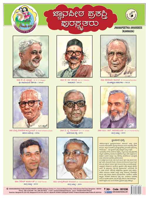 ಜ್ಞಾನಪೀಠ ಪ್ರಶಸ್ತಿ ಪುರಸ್ಕೃತರು (Chart)|Jnanapeeta Prashasti Puraskrutaru (Chart)